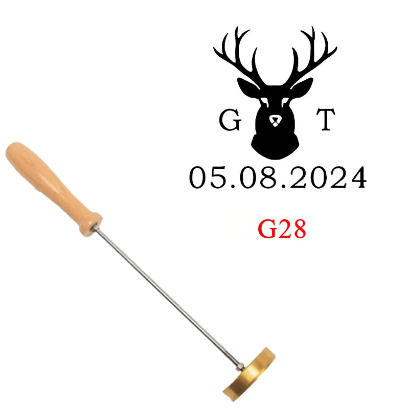 Custom Branding Iron Stamp DIY LOGO Heating Brass Embosser Seals with Handle for Wood Leather Cake Hamburger Wedding Party Cr