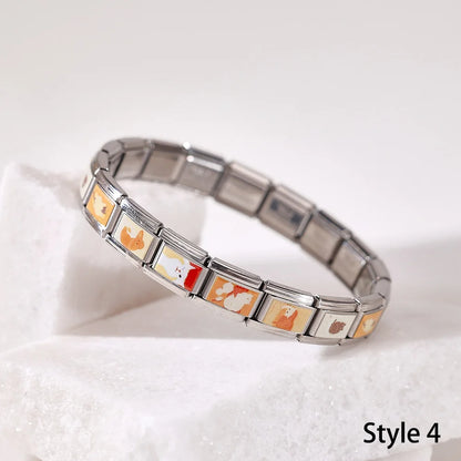 For Women Men Italian Charm Link 9mm Width Silver Gold Color Stainless Steel Bracelets on Hand DIY Making Jewelry