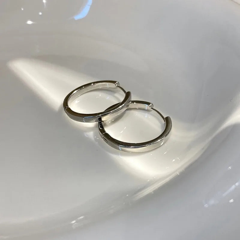 New Fashion Classics Simple Big Round Hoop Earrings for Women Circle Girls Shiny Delicate Party Womens Jewelry 2023 - E596 Si