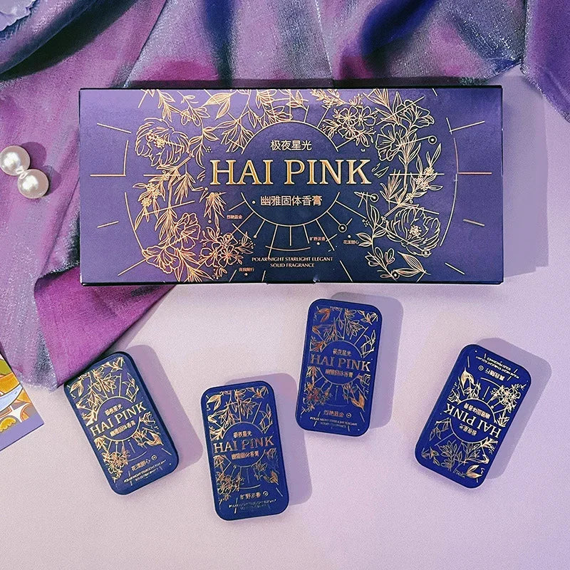 4-Piece Solid Perfume Set, Floral and Fruity Scents, Long-Lasting Fragrance, Delicate Scent and Portable, Suitable for Giftin