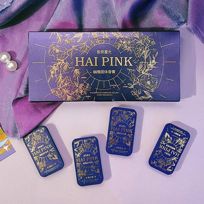 4-Piece Solid Perfume Set, Floral and Fruity Scents, Long-Lasting Fragrance, Delicate Scent and Portable, Suitable for Giftin