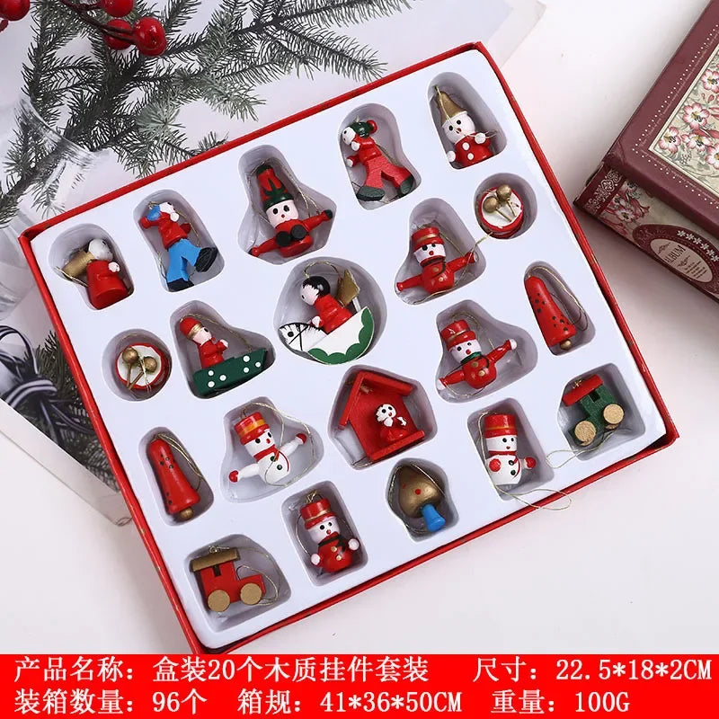 Creative Christmas Tree Decoration Wooden Small Pendant Small Ornaments Boxed Window Props Ornaments Christmas Decorations - 