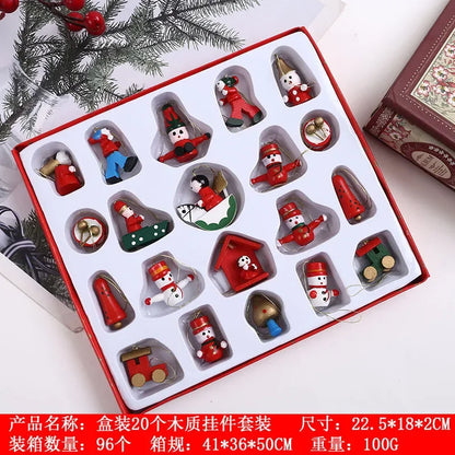Creative Christmas Tree Decoration Wooden Small Pendant Small Ornaments Boxed Window Props Ornaments Christmas Decorations - 