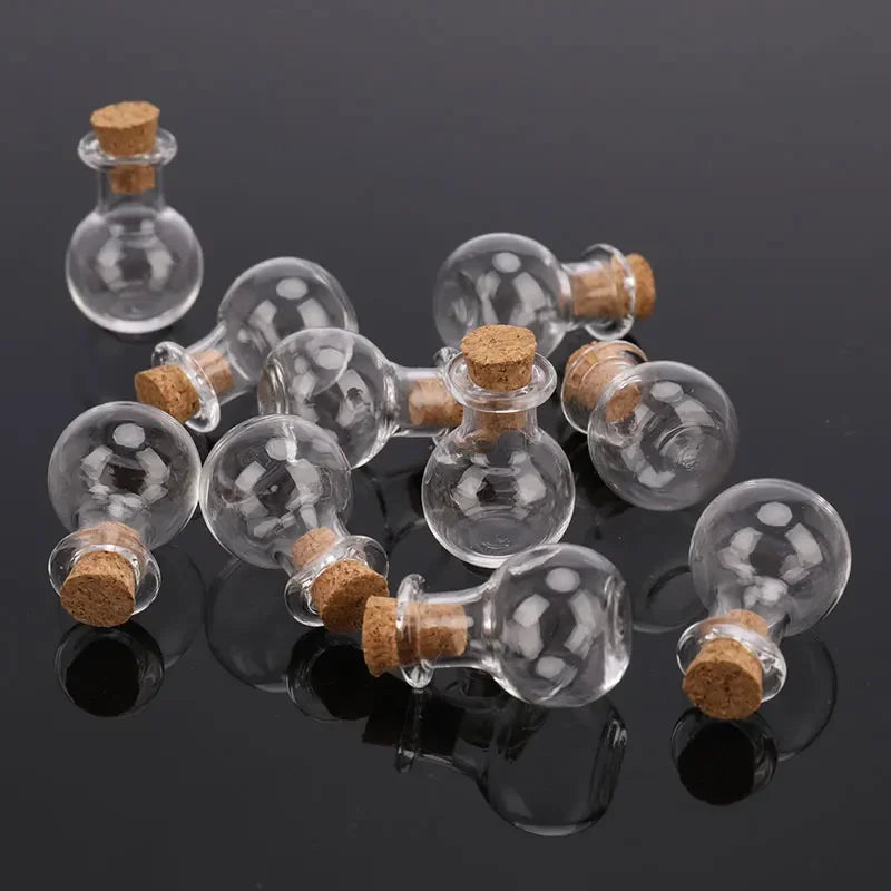 10Pcs Miniature Small Glass Bottles with Cork Vials for Miniature Potion Wedding Decorations