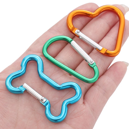 1 Pc Carabiner Rock Aluminum Mountain Buckle Star/Heart/D/Bone Shape Locking Clasp Keychain Multifunction Tools Jewelry Findi