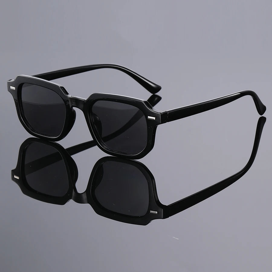 1Pc Men's Fashion Glasses New Trendy Square Frame Retro Rivet Y2K Music Festival Cool Street Style Decoration Suitable for Da