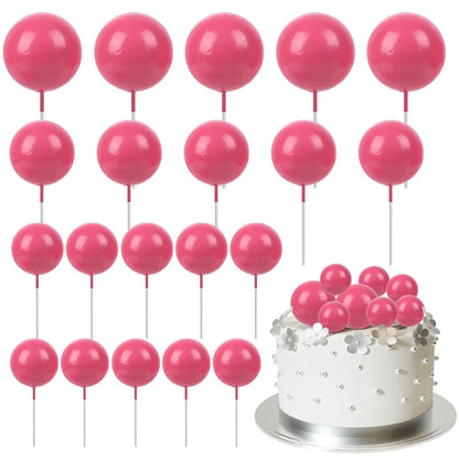 20Pcs Colorful Balls Cake Topper Mini Balloons Cupcake Insert Sticks for Wedding Birthday Party Cake DIY Decoration Baby Show