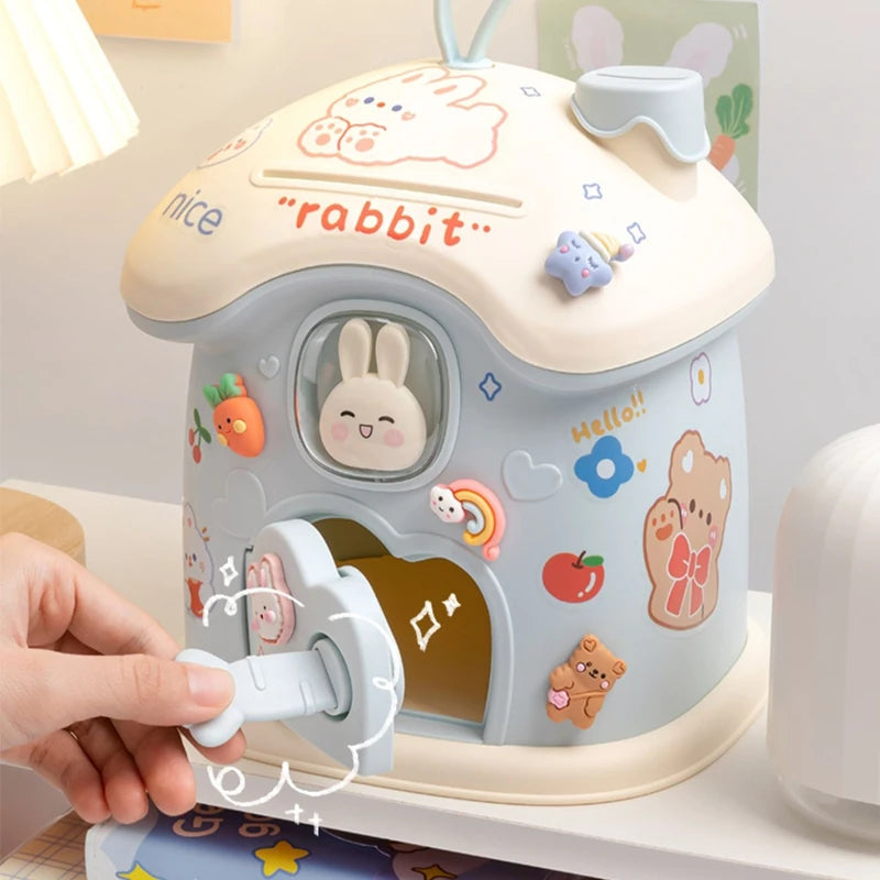Kids Creative DIY Money Banking Toys Piggy Bank Money Saving Pot Coin Banks Coin Box With Lock Key Christmas Gift Toy For Gir