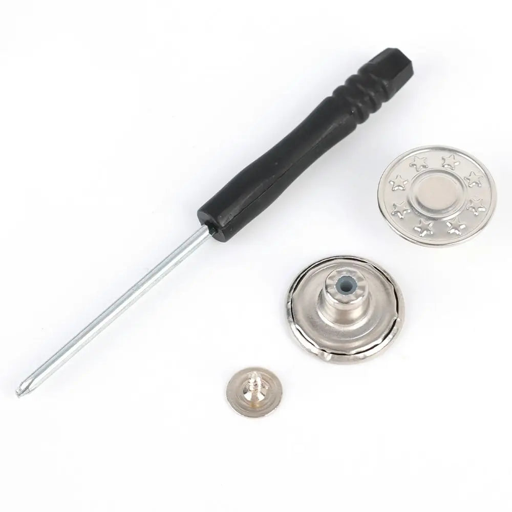 10Pcs Metal Jeans Buttons 17mm Replacement No-Sewing Screw Button Repair Kit Nailless Removable Jean Buckles Clothing Pants P