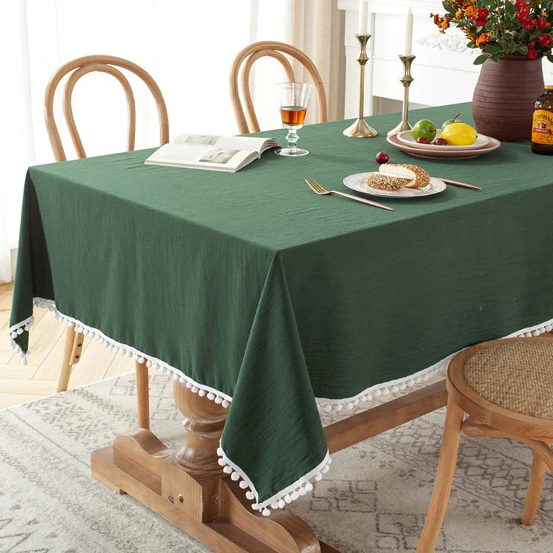 Cotton Fabric Tablecloth Tassels Stitching Washable Table Cloth for Wedding Party Dining Banquet Decoratio Christmas Table Co