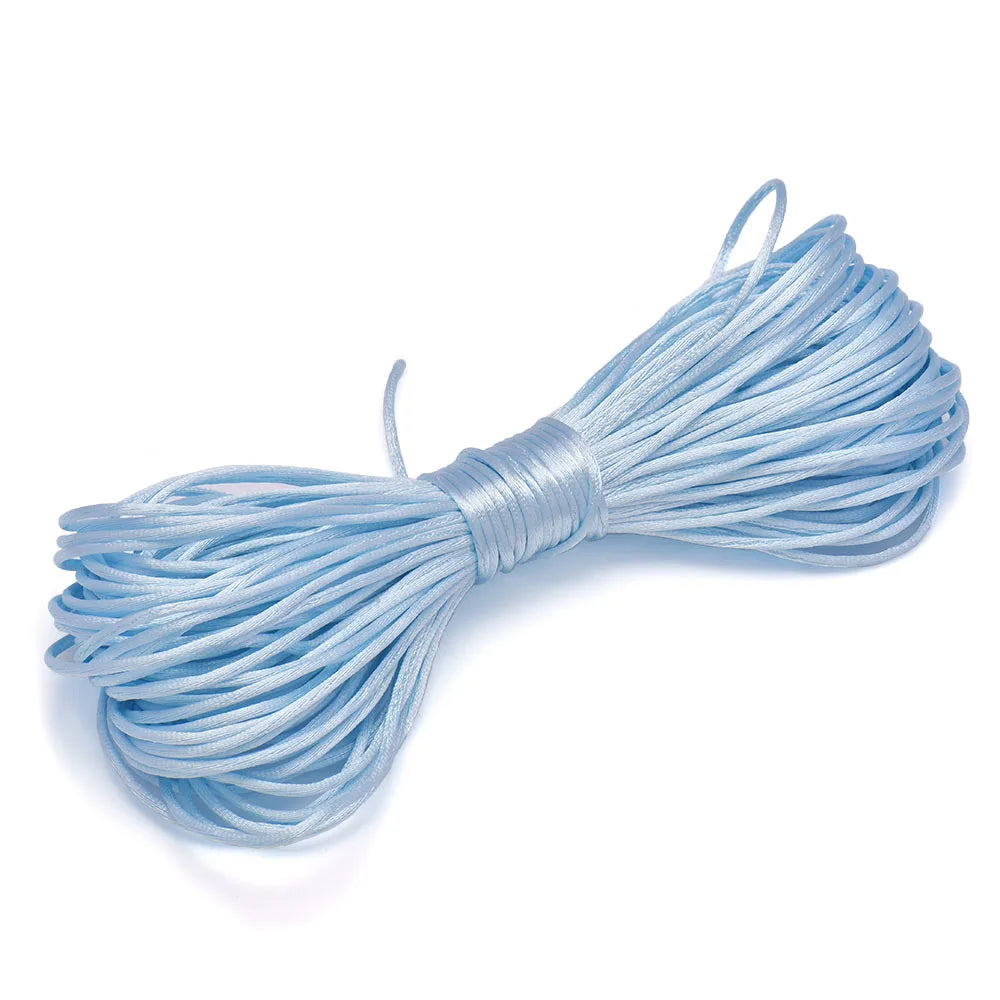 20M 1.5mm Satin Nylon Trim Cord, Rattail Cord Chinese Knot - sky blue