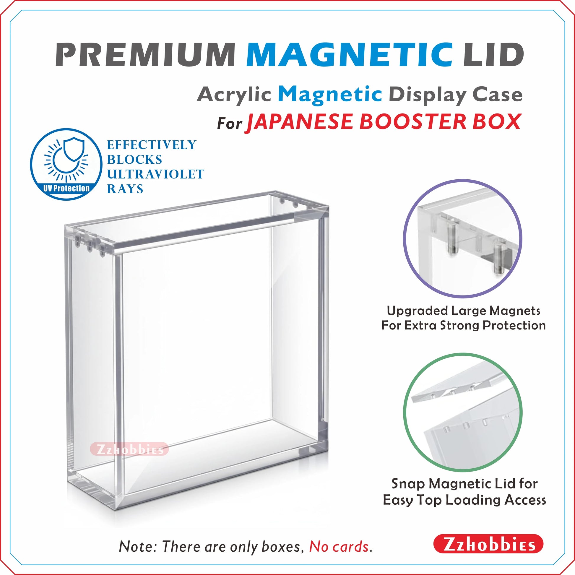 Acrylic Magnetic Display Case for Japanese Booster Box 5mm Clear Display Cases for Collectibles