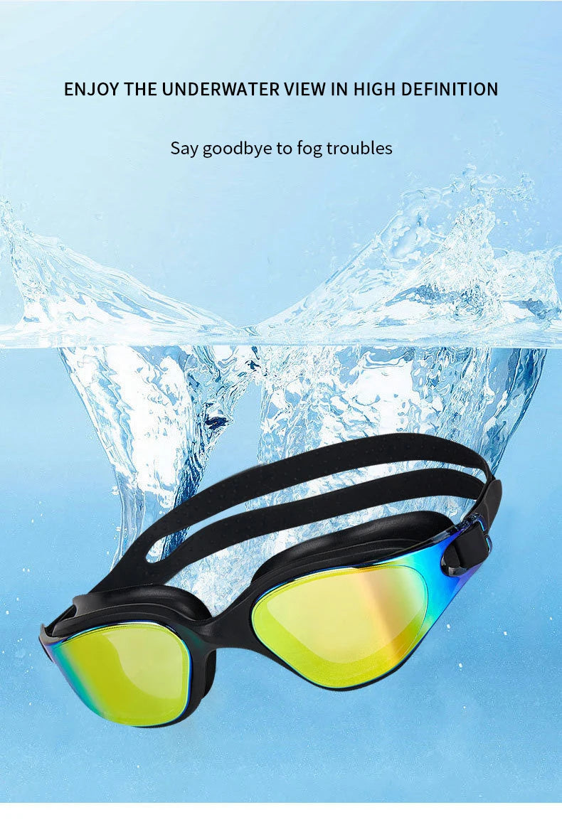 Unisex Adult Swimming Goggles – Anti-Fog Swim Glasses for Men & Women – Adjustable Silicone Waterproof Professional Swim Eyew