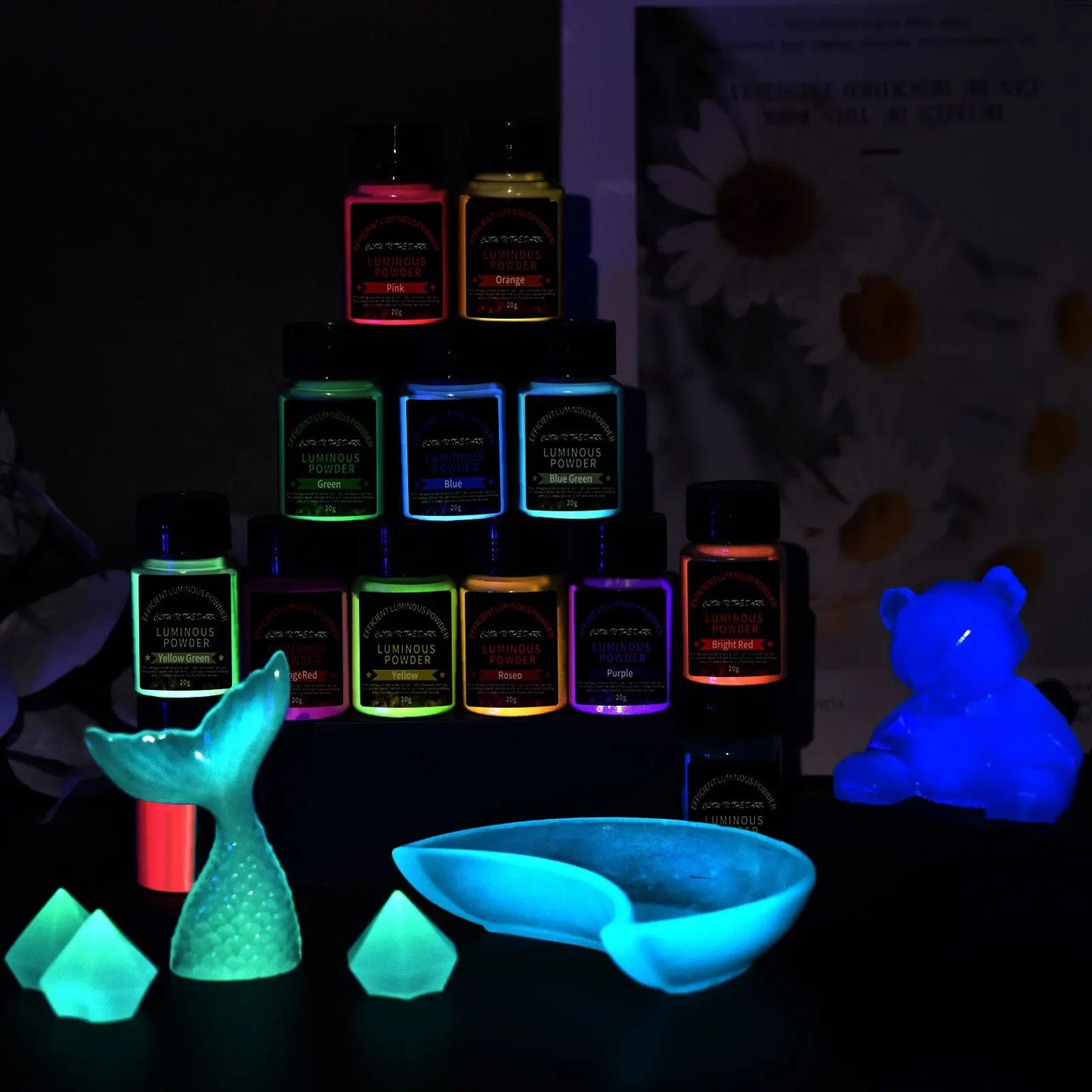 20g Long Lasting Bright Luminous Powder Paint Epoxy Resin Pigment Glow In The Dark Fluorescent Powder DIY Jewelry Making Fill