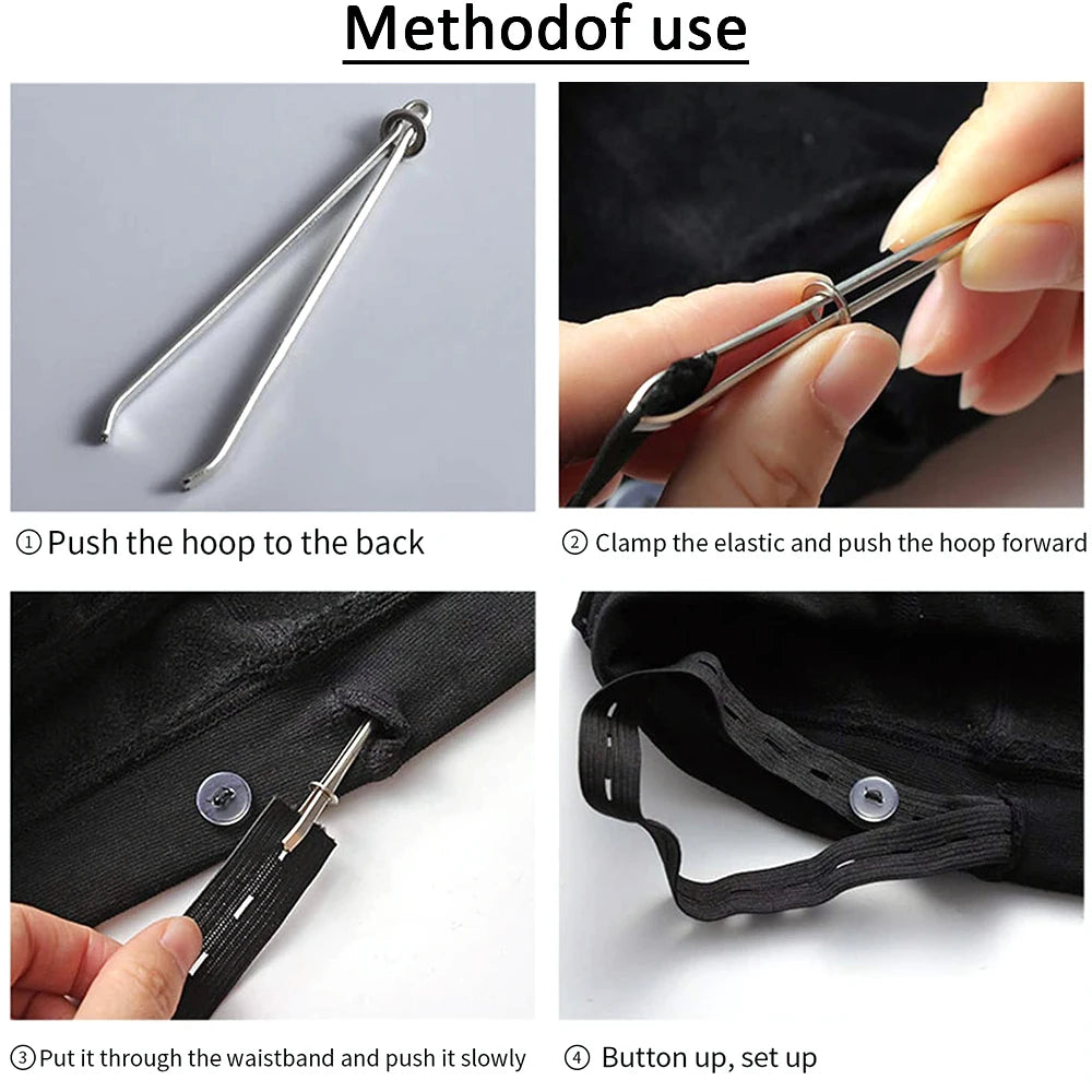 2 PCS/Lot Stainless Steel Garment Clips DIY Sewing Tools Elastic Band Tape Punch Cross Stitch Threader Wear Elastic Clamp