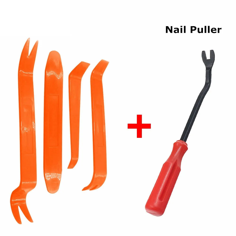 4pcs/Set Portable Car Panel Removal Tool Kit Nail Puller Radio Audio Door Pry Repair Clip Trim Dash Removal Installer Hand To