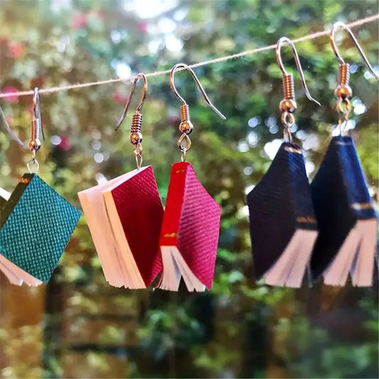 Back To School Season Back To School Season Three-dimensional Book Pendant Earrings Artistic Fashionable Novel Creative Earri