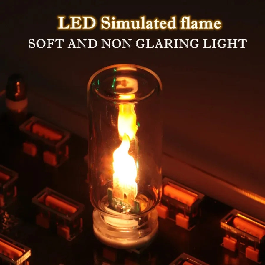 USB Flame Flickering LED Frosted Clear Glass Candle Night Light Simulated Flame