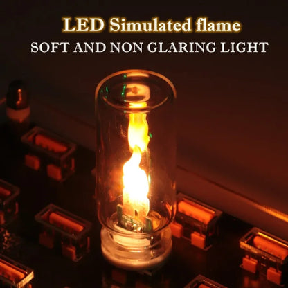 USB Flame Flickering LED Frosted Clear Glass Candle Night Light Simulated Flame
