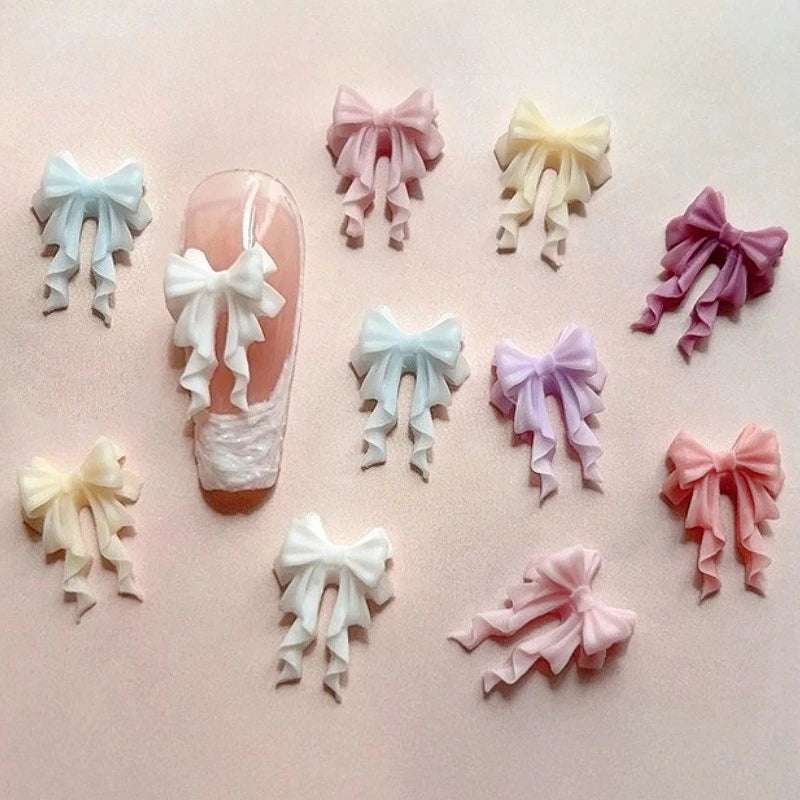 French Ribbons Colorful Resin Cute Bowknot Charm Leopard Print Bow Tie Nail Art Decorations Manicure Tools Accessories Wholes