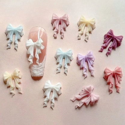 French Ribbons Colorful Resin Cute Bowknot Charm Leopard Print Bow Tie Nail Art Decorations Manicure Tools Accessories Wholes