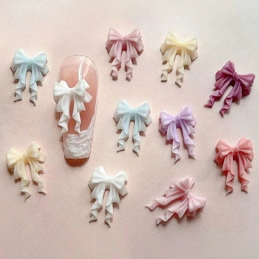 French Ribbons Colorful Resin Cute Bowknot Charm Leopard Print Bow Tie Nail Art Decorations Manicure Tools Accessories Wholes