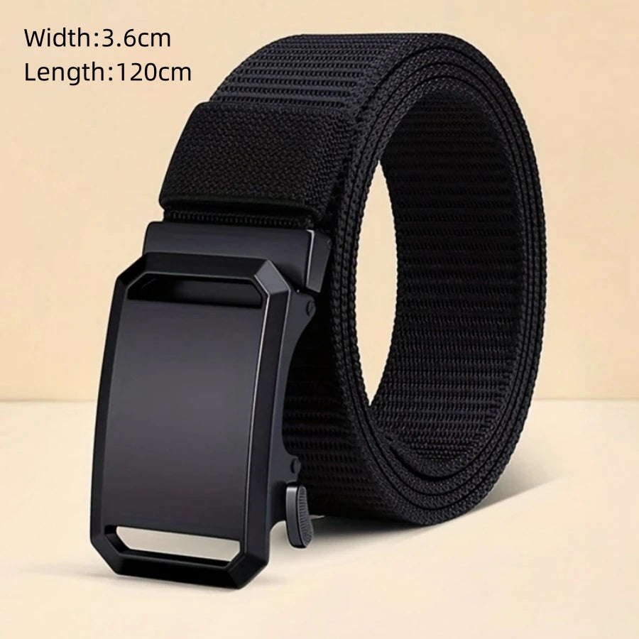 Men's Belt Outdoor Hunting Tactics Belt Multi functional Buckle Nylon Belt Marine Corps Canvas Belt - Black-799