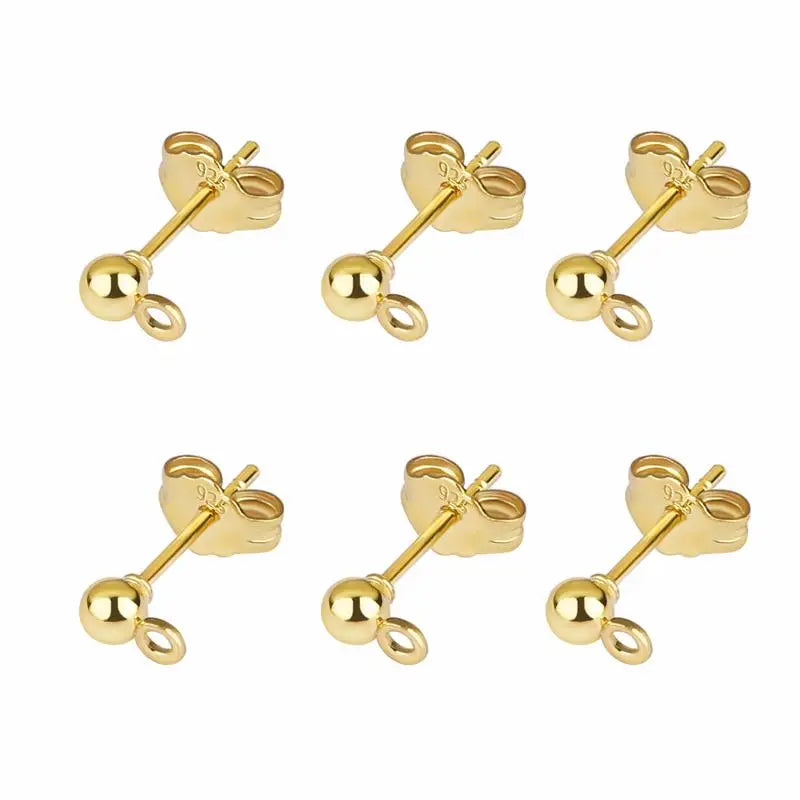 50pcs/lot 925 Silver Plated Blank Post Earring Studs Base Pin With Earring Plug Findings Ear Back DIY Jewelry Making Accessor
