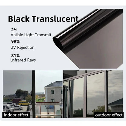 One Way Window Privacy Tint Film Anti Look Vinyl Mirror Self-adhesive Film Sun Blocking Anti UV Static Cling Stickers Home De