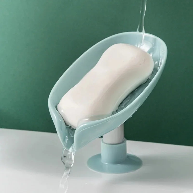 1pcs Drain Soap Holder Leaf Shape Soap Box Suction Cup Tray Drying Rack for Shower Sponge Container Kitchen Bathroom Accessor