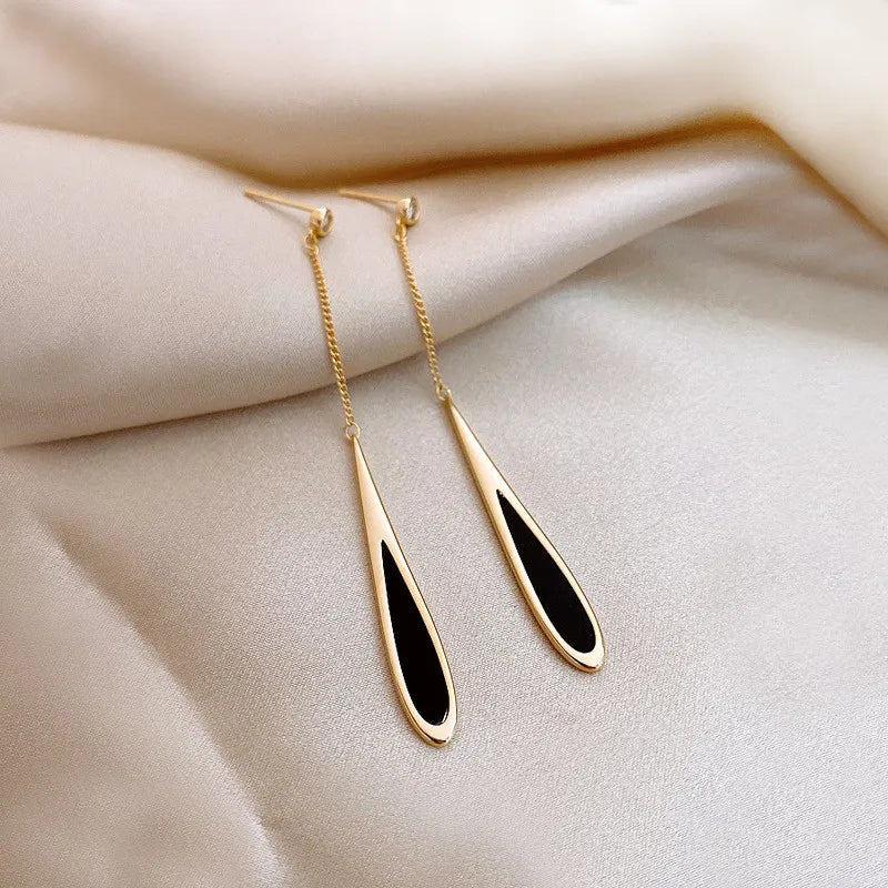 Trendy Long Wire Tassel Thread Chain Climb Star Heart Beads Pendants Drop Earrings women's Straight Hanging Earings Jewelry -