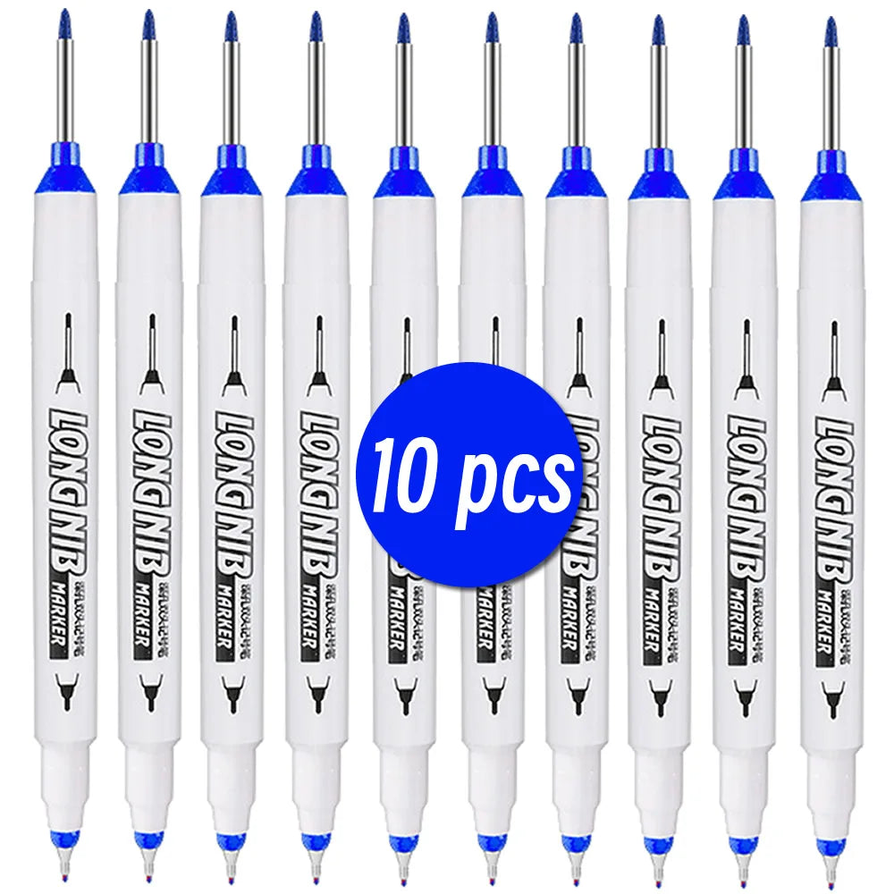 20mm Double-Tip Deep Hole Long Head Nib Markers For Metal Pen Waterproof Bathroom Woodworking Decoration Multi-Purpose - 10 p