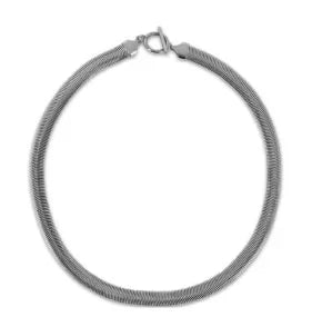 Stainless Steel Vintage Textured Delicate Necklace - C7 Silver
