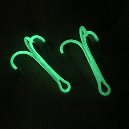 FishTrip Fishing Treble Hook Fluorescent/Luminous Green Inline Treble Hook Saltwater Freshwater Fishing Lure Bait Triple Hook