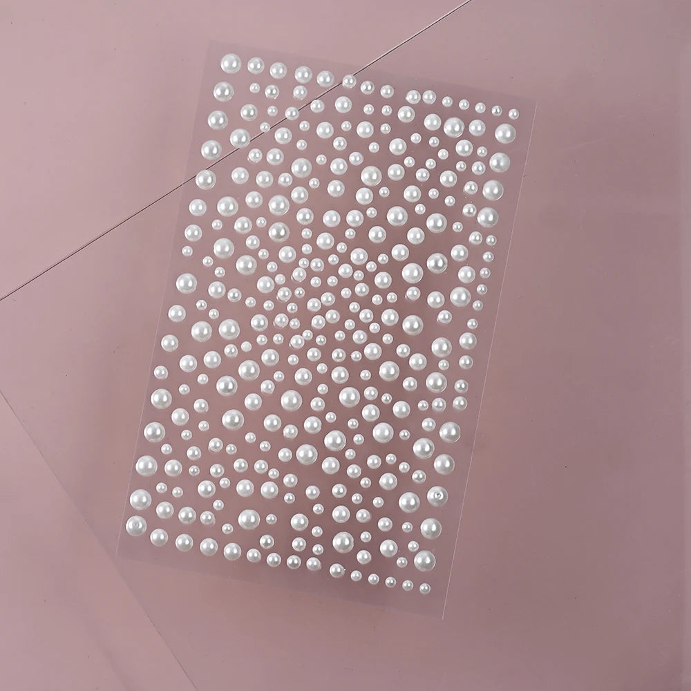 1/3/5 Sheet 3D White Pearl Eyes Face Tattoo Self Adhesive 3D Face Gem Jewels Eyeshadow Stickers Round Pearls Makeup Rhineston