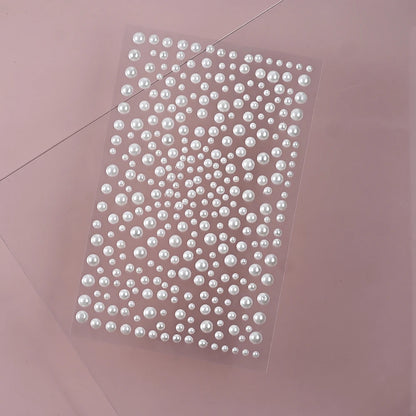 1/3/5 Sheet 3D White Pearl Eyes Face Tattoo Self Adhesive 3D Face Gem Jewels Eyeshadow Stickers Round Pearls Makeup Rhineston
