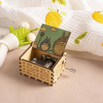 2025 HOT NEW GOOD toy Wooden painted music box, Totoro music gift, ornament, light luxury wooden hand cranked music box - P