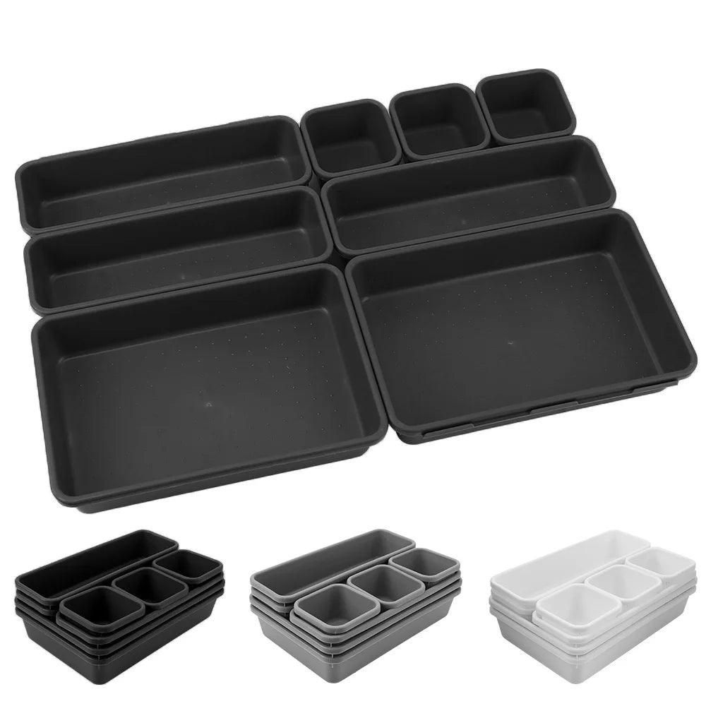 8pc/set Storage Drawer Storage Box Sundries Jewellery Holder Make Up Organizer Box Kitchen Bathroom Storage Trays Closet Cove