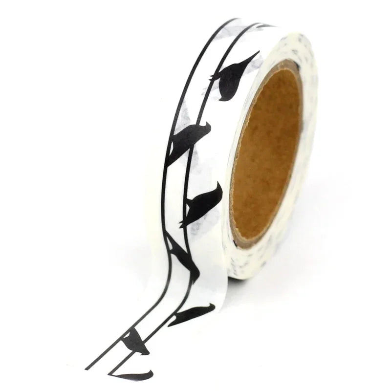NEW 1PC 10M Decorative Black and White Japanese Washi Tape Set DIY Journaling Adhesive Moon Masking Tape Cute Stationery - NO