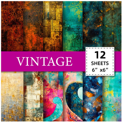 12 Sheet Scrapbooking Paper 15x15cm, Christmas Journal Planner Paper Pad Cardstock Backgrounds Card for DIY Art Craft Decorat