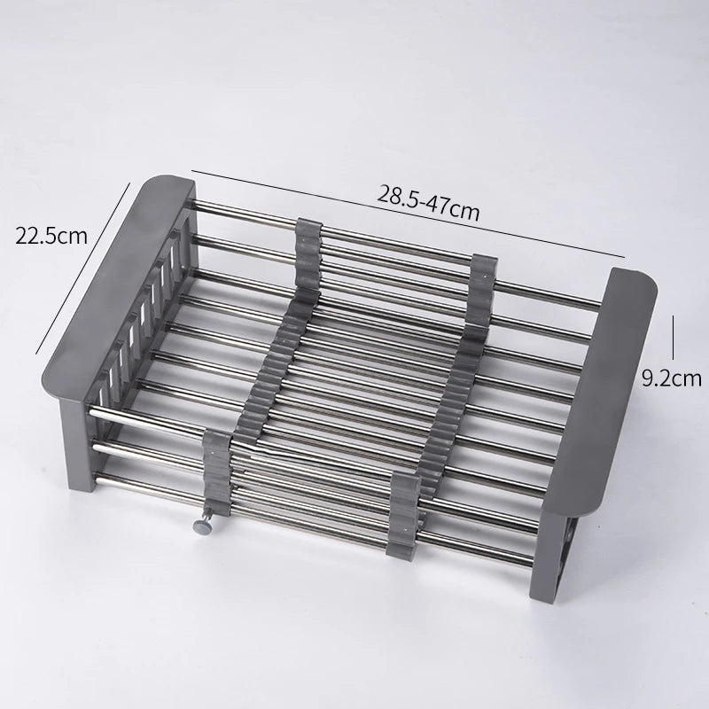 Roll Up Triangle Dish Drying Rack Kitchen Sink Organizer Corner Over the Sink Sponge Rag Holder Foldable Stainless Steel Drai