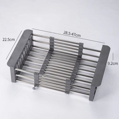 Roll Up Triangle Dish Drying Rack Kitchen Sink Organizer Corner Over the Sink Sponge Rag Holder Foldable Stainless Steel Drai