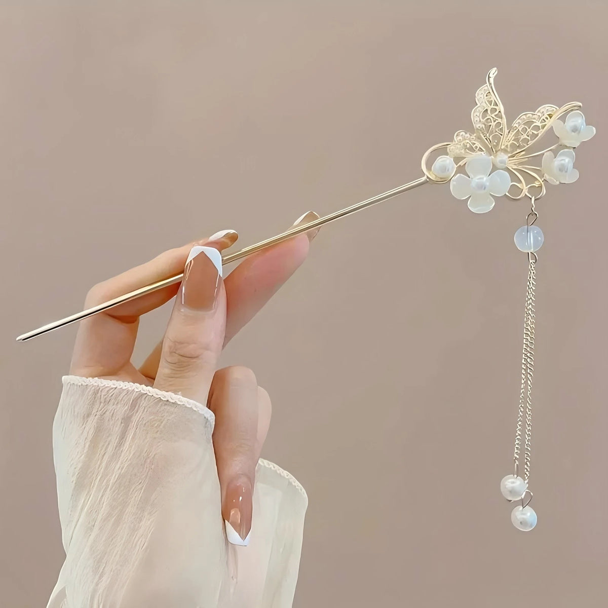 Elegant Chinese Style Hair Clip Tassel Hair Stick Traditional Floral Design Hairstyle Accessory Women Jewelry Hairpin Hairnee