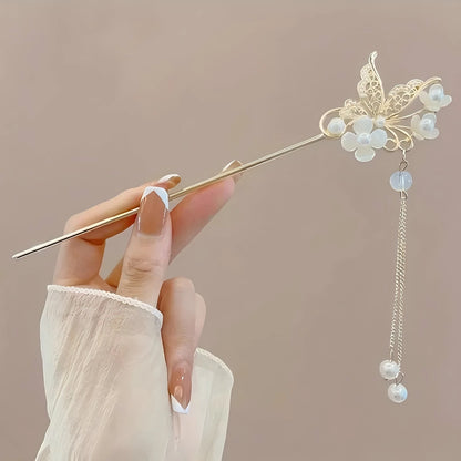 Elegant Chinese Style Hair Clip Tassel Hair Stick Traditional Floral Design Hairstyle Accessory Women Jewelry Hairpin Hairnee