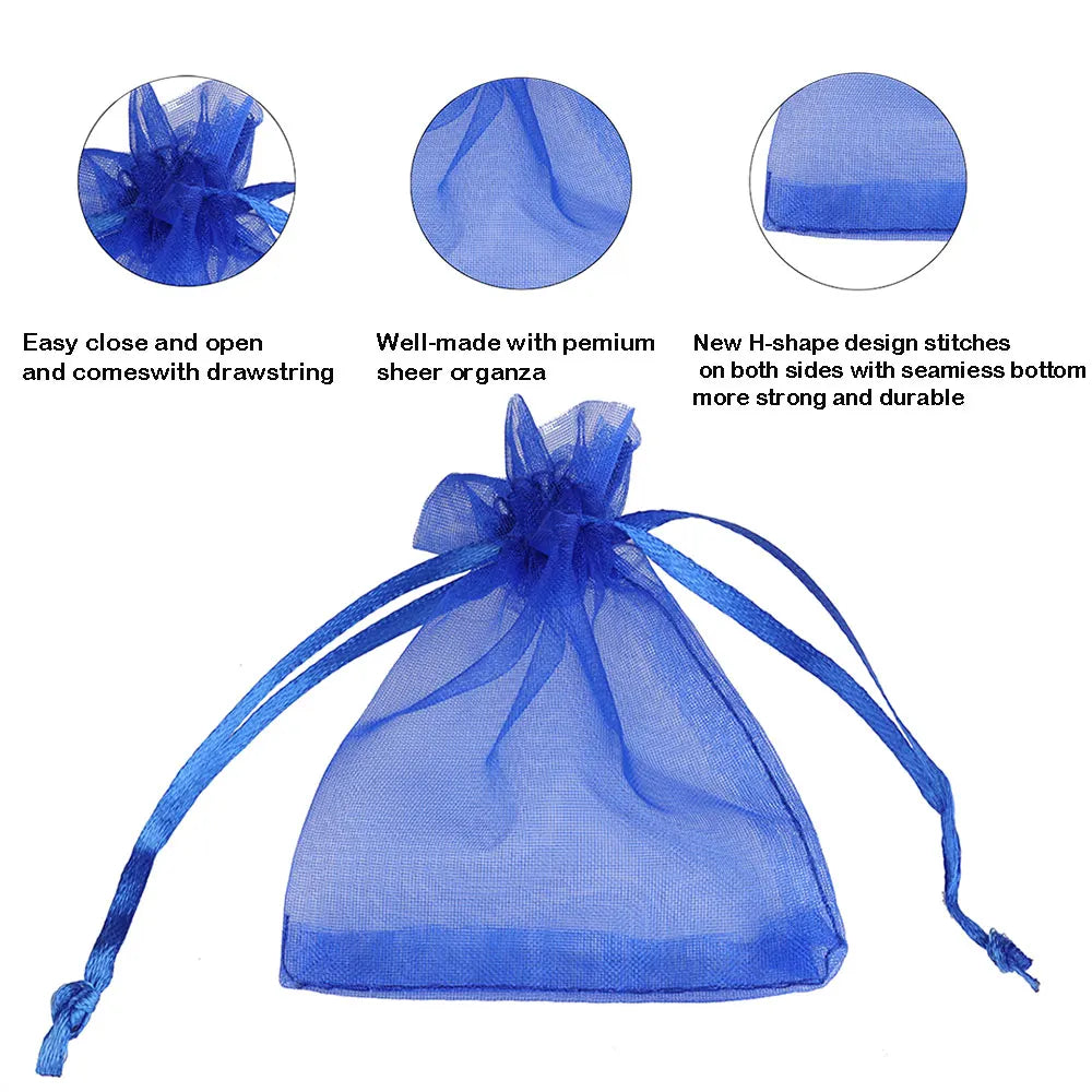 50/100pcs Colorful Organza Gift Bag 5x7 7x9 9x12 10x15 13x18cm Party Wedding Favors Candy Jewelry Packaging Drawstring pouche