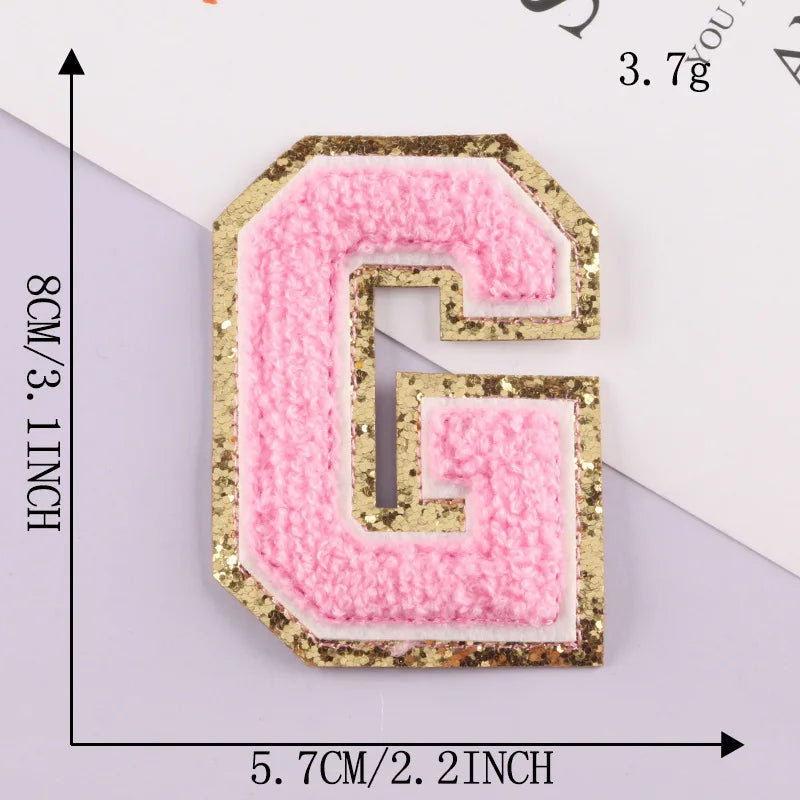 8CM Patch Letters for Clothes Alphabet Sticky Letter Clothing Bags Jacket Iron on Letter Emblems Chenille Patches for DIY MC0