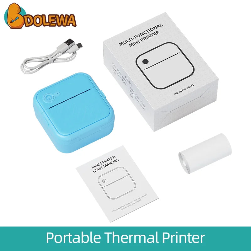 DOLEWA D8 Portable Mini Printers Wireless Bluetooth Inkless Sticker Maker - D8-b