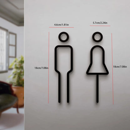 Funny Bathroom Signs for Men Women Creative 2D Flat Restroom Door Decor Restaurant Hotel Cafe Toilet Signage Wall Sticker - B