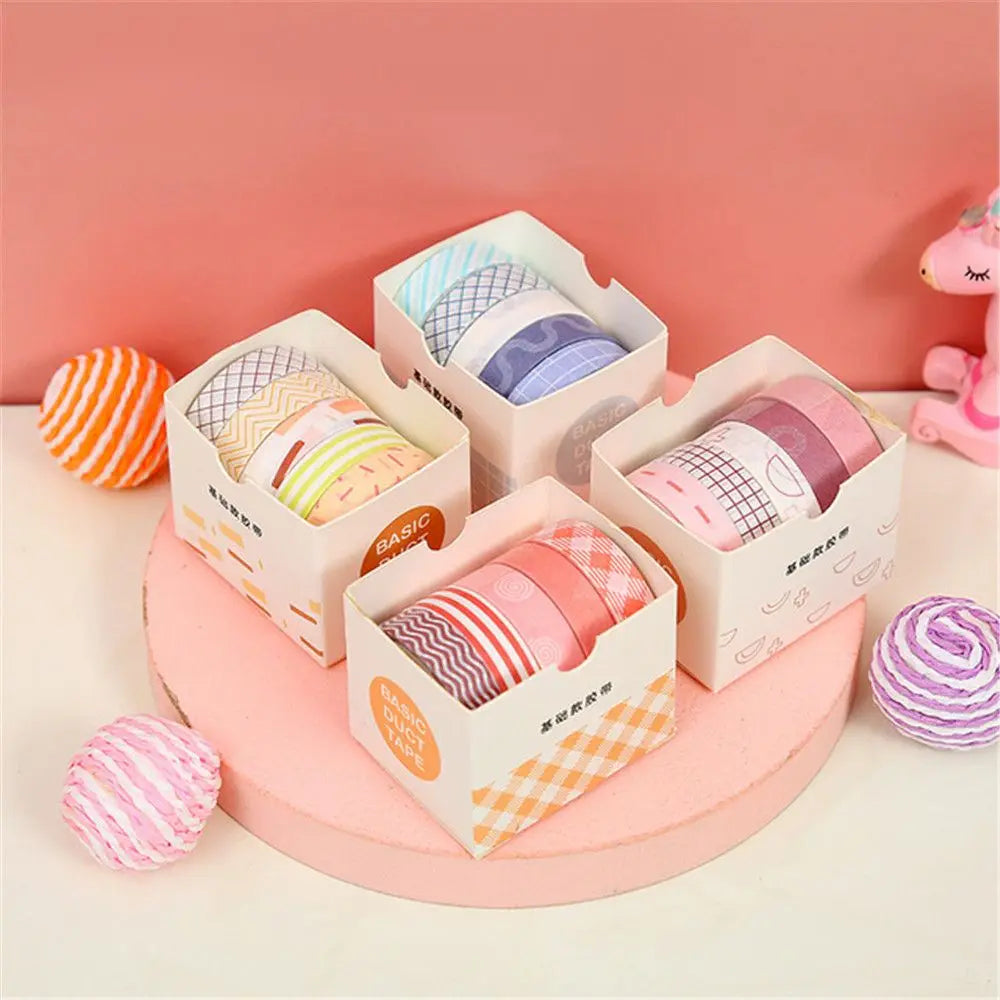 5PCS New Multicolor Washi Tape Masking Tape Cute Scrapbooking DIY Craft Decor Adhesive Tape School Stationery Home Supplies