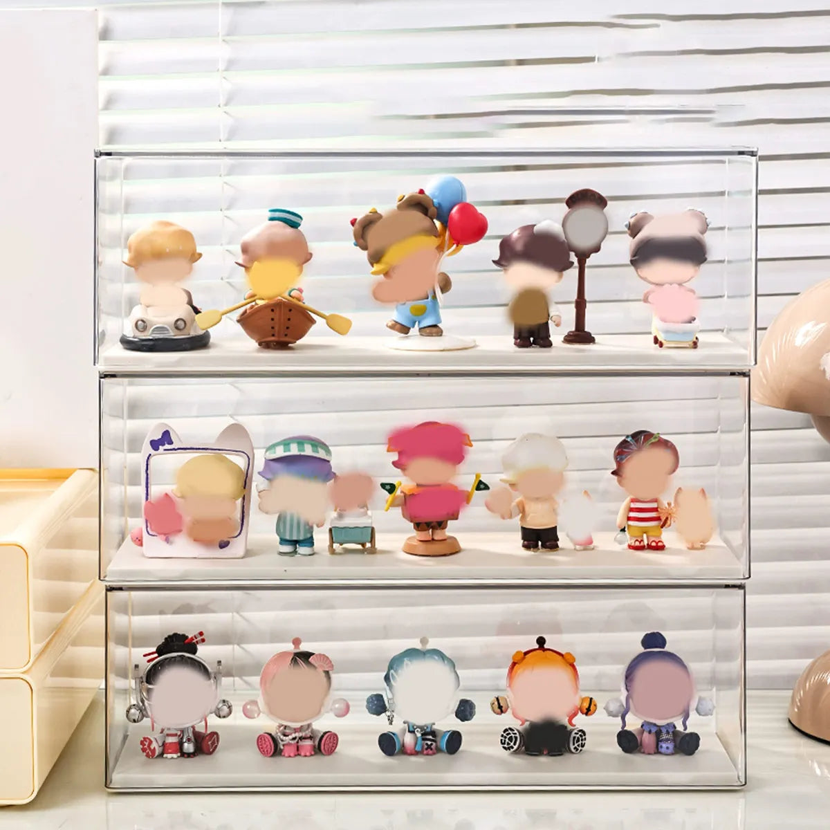 Transparent doll Display Cabinet, Dust-Proof Storage Box for Collectibles, doll and doll Display Rack, Stackable Storage Box